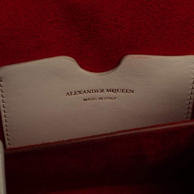 Pre Owned Alexander McQueen White Embroidered Leather Box 16 Crossbody Bag