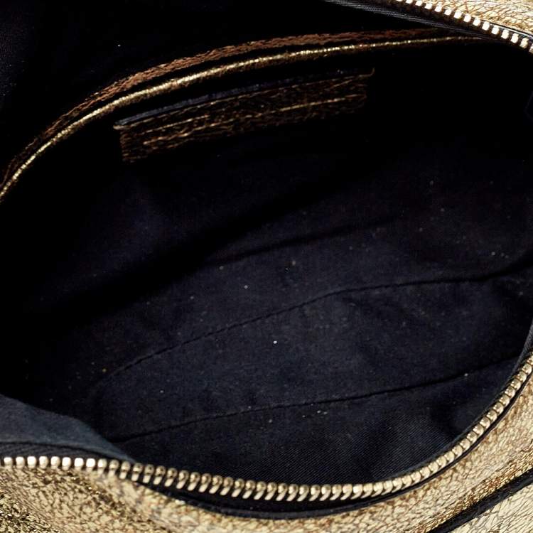 Pre Owned Alexander McQueen Gold Metallic Leather Medium De Manta Clutch