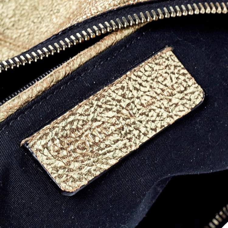 Pre Owned Alexander McQueen Gold Metallic Leather Medium De Manta Clutch