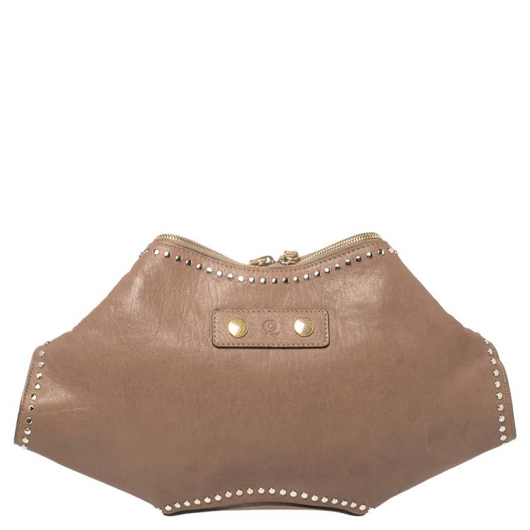 Pre Owned Alexander McQueen Beige Leather Medium Faithful De Manta Clutch