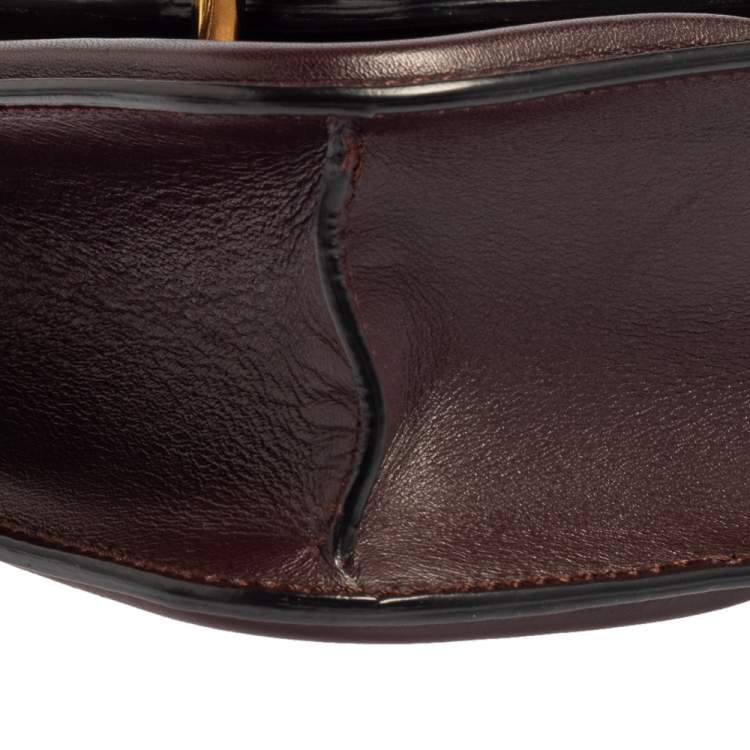 Pre Owned Alexander McQueen Burgundy Leather Mini Heroine Chain Crossbody Bag