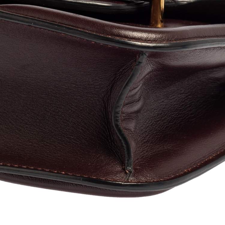 Pre Owned Alexander McQueen Burgundy Leather Mini Heroine Chain Crossbody Bag