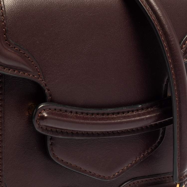 Pre Owned Alexander McQueen Burgundy Leather Mini Heroine Chain Crossbody Bag