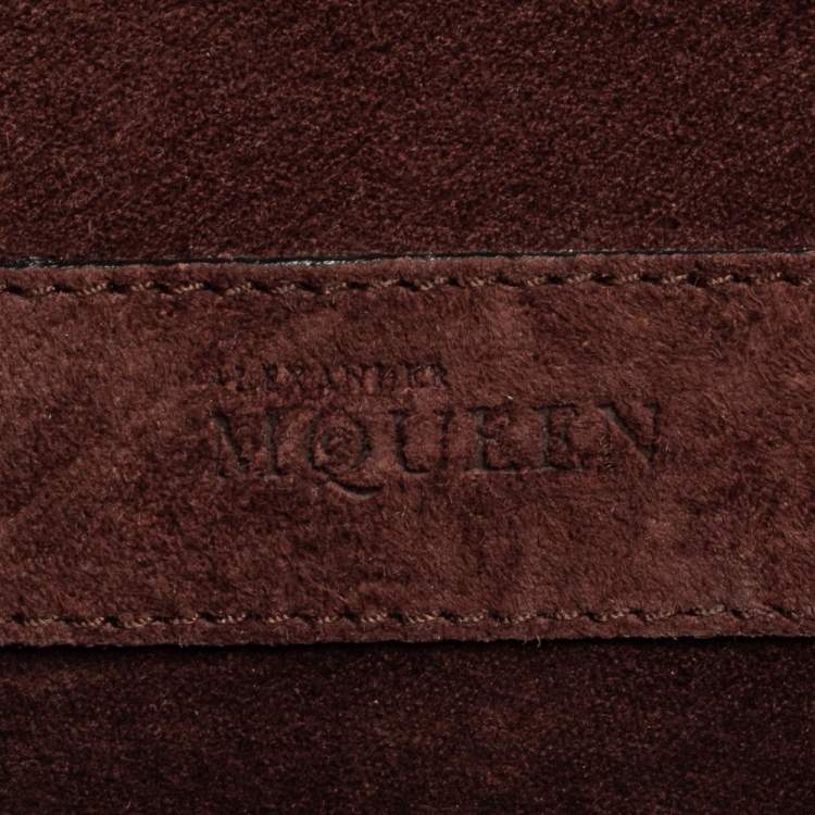 Pre Owned Alexander McQueen Burgundy Leather Mini Heroine Chain Crossbody Bag