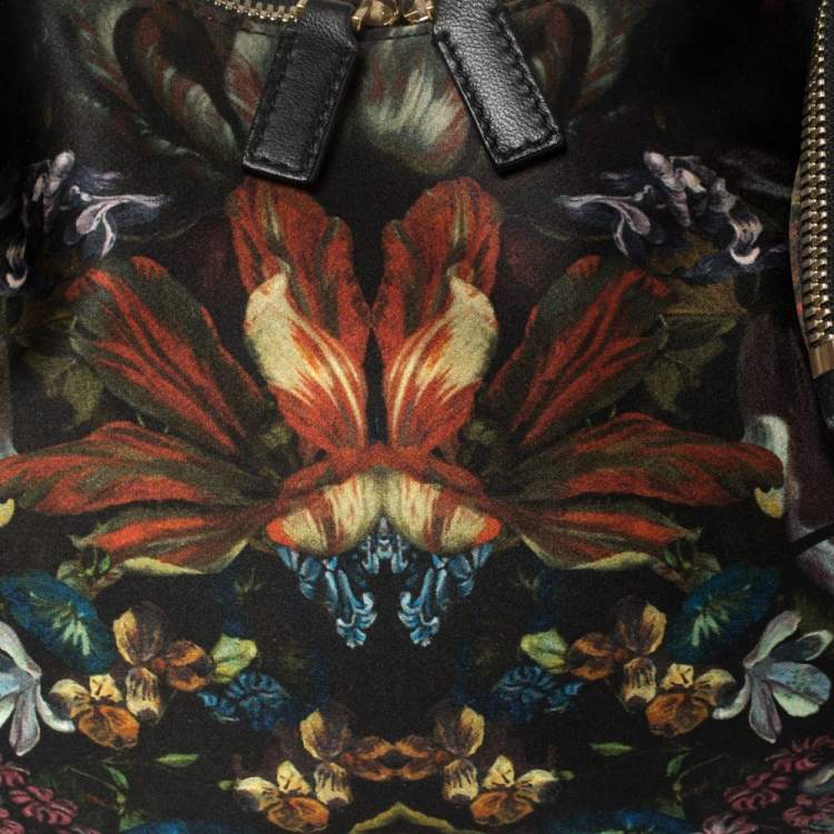 Pre Owned Alexander McQueen Multicolor Floral Print Satin Medium De Manta Clutch
