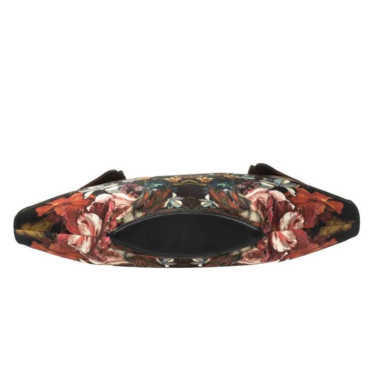 Pre Owned Alexander McQueen Multicolor Floral Print Satin Medium De Manta Clutch