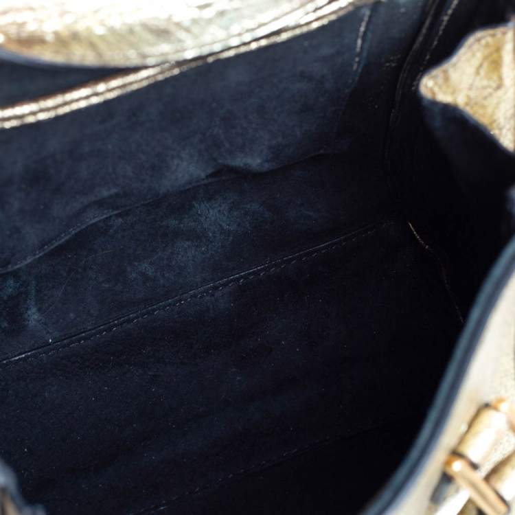 Pre Owned Alexander McQueen Metallic Gold Leather Mini Heroine Bag