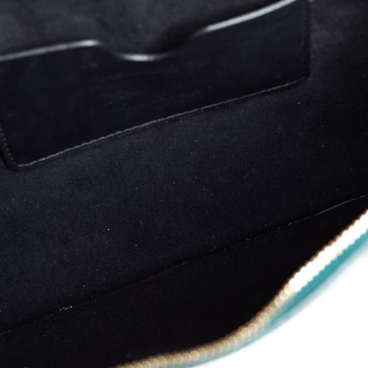 Pre Owned Alexander McQueen Green Croc Zip Pouch
