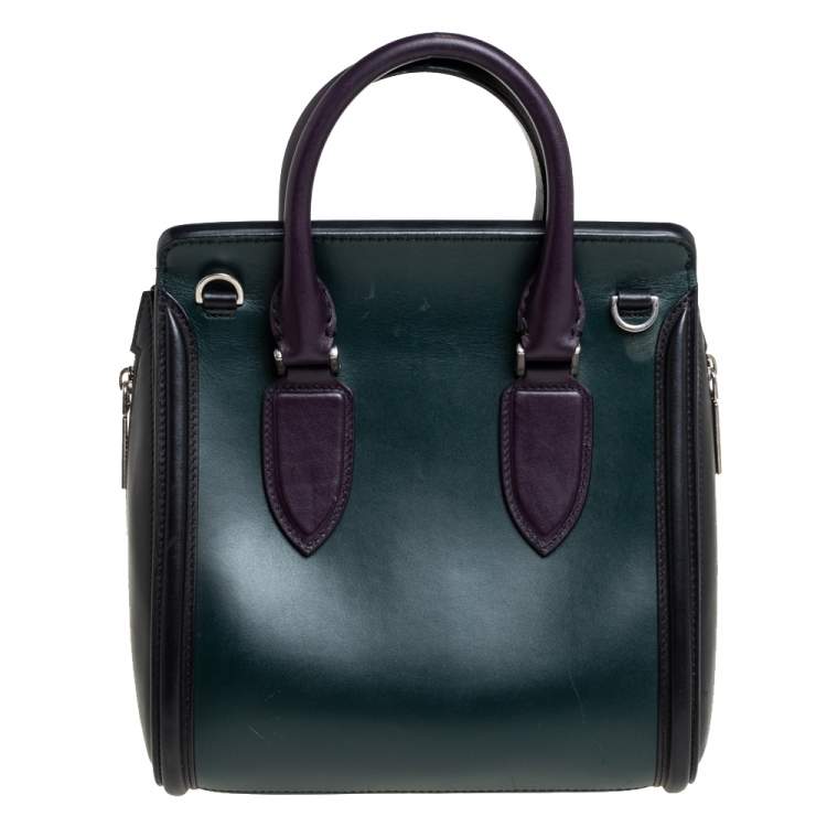 Pre Owned Alexander McQueen Black/Green Leather Small Heroine Satchel