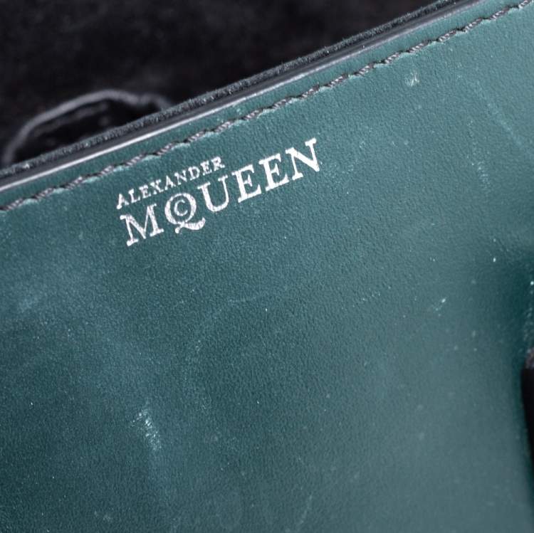 Pre Owned Alexander McQueen Black/Green Leather Small Heroine Satchel