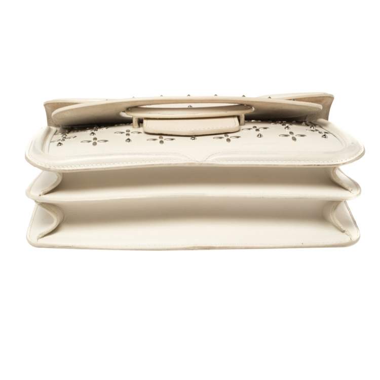 Pre Owned Alexander McQueen Off White Leather Studded Lucite Heroine Shoulder Bag
