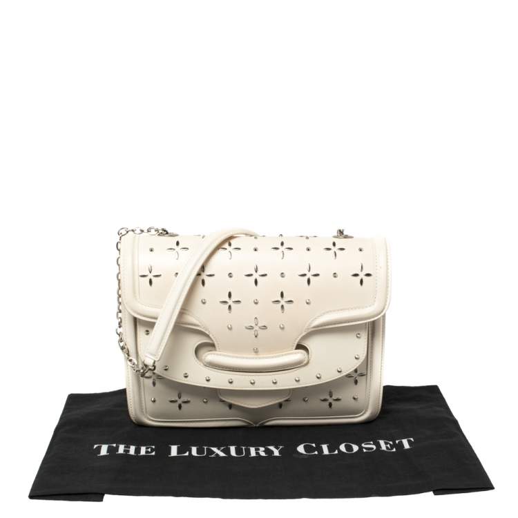 Pre Owned Alexander McQueen Off White Leather Studded Lucite Heroine Shoulder Bag