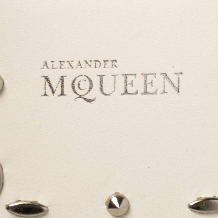 Pre Owned Alexander McQueen Off White Leather Studded Lucite Heroine Shoulder Bag