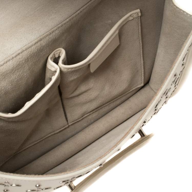 Pre Owned Alexander McQueen Off White Leather Studded Lucite Heroine Shoulder Bag