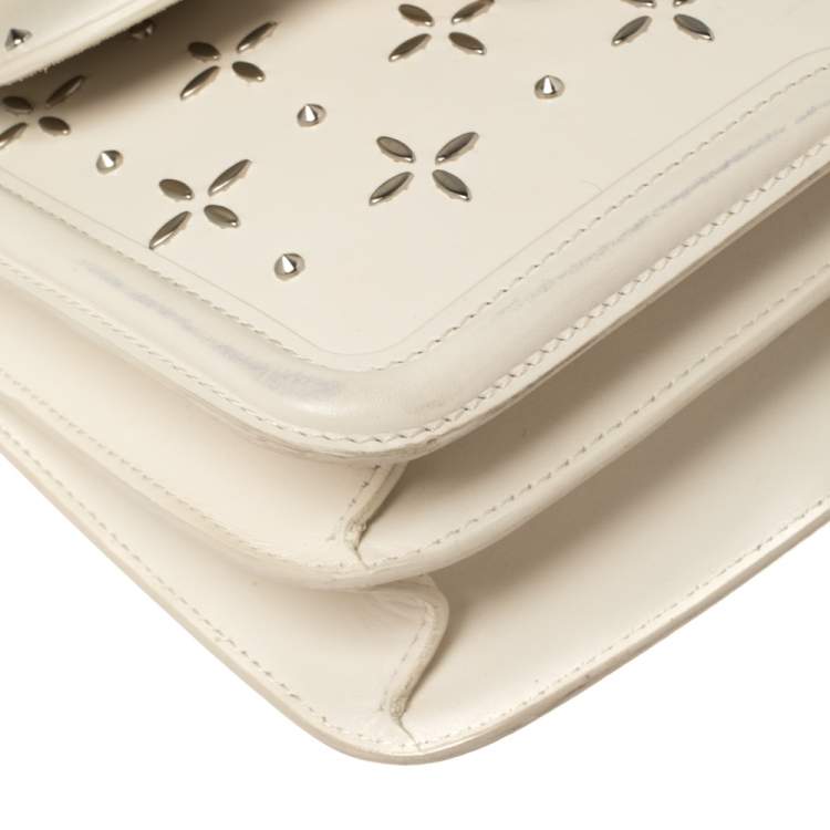 Pre Owned Alexander McQueen Off White Leather Studded Lucite Heroine Shoulder Bag