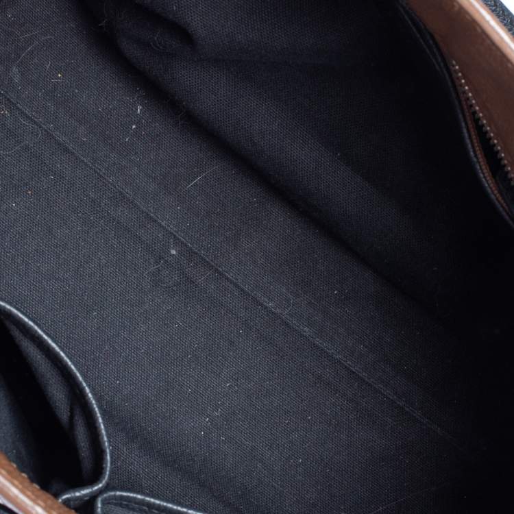 مملوكة مسبقًا Alexander McQueen Brown/Black Leather Skull Padlock Satchel
