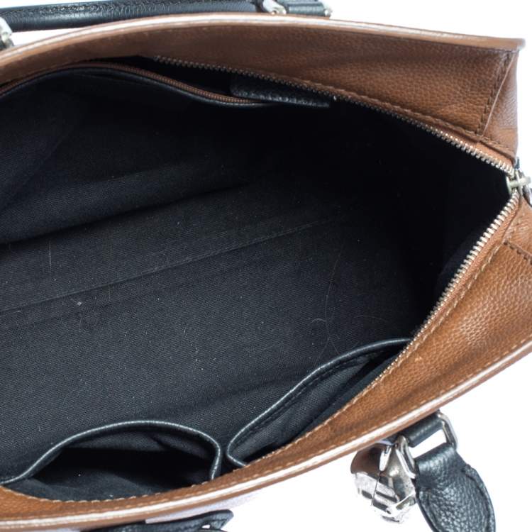 مملوكة مسبقًا Alexander McQueen Brown/Black Leather Skull Padlock Satchel