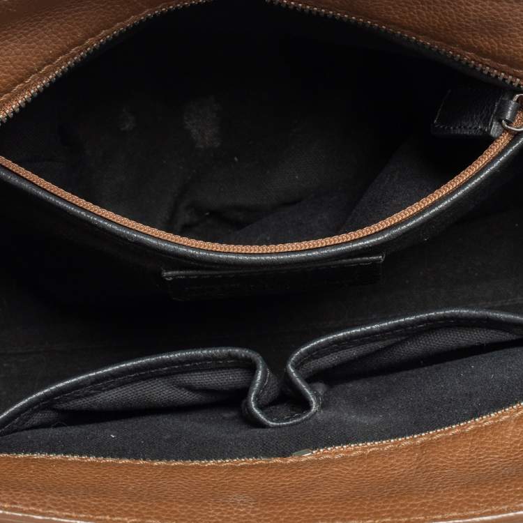 مملوكة مسبقًا Alexander McQueen Brown/Black Leather Skull Padlock Satchel