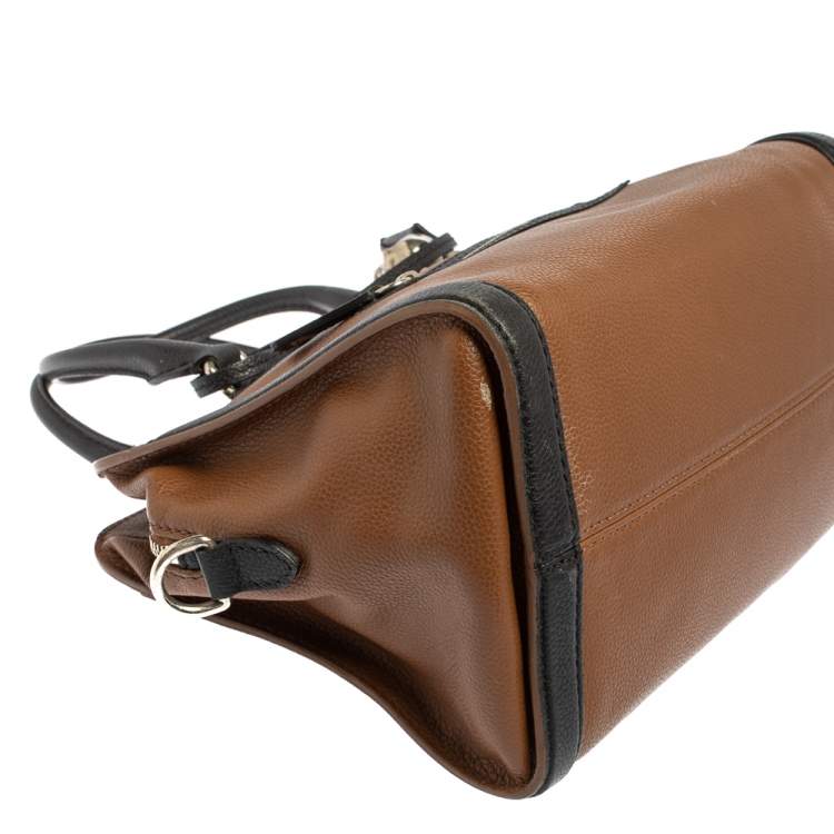 مملوكة مسبقًا Alexander McQueen Brown/Black Leather Skull Padlock Satchel