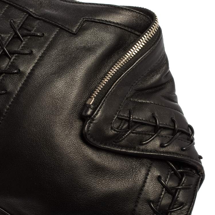 Pre Owned Alexander McQueen Black Leather Medium De Manta Clutch