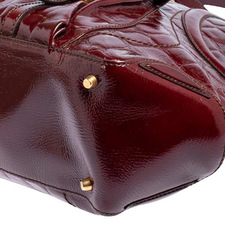 مملوكة مسبقًا Alexander McQueen Burgundy Croc Embossed Patent Leather Novak Bag