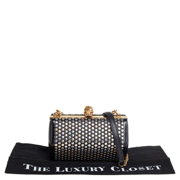 Pre Owned Alexander McQueen Black Leather Hexagon Studded Clutch