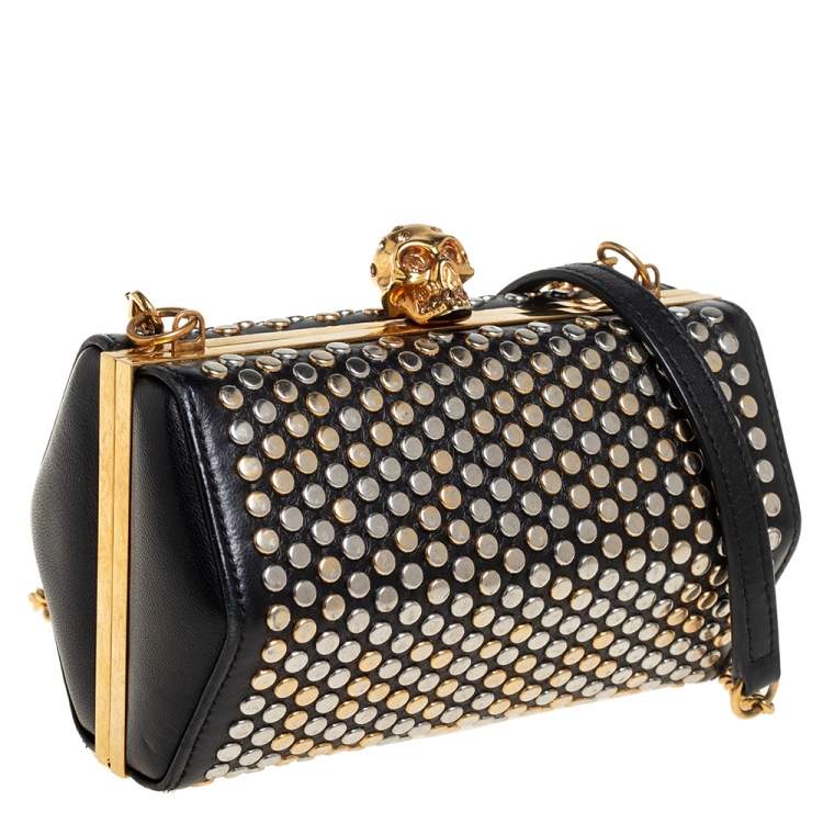 Pre Owned Alexander McQueen Black Leather Hexagon Studded Clutch
