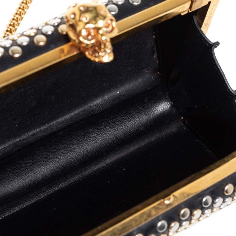 Pre Owned Alexander McQueen Black Leather Hexagon Studded Clutch