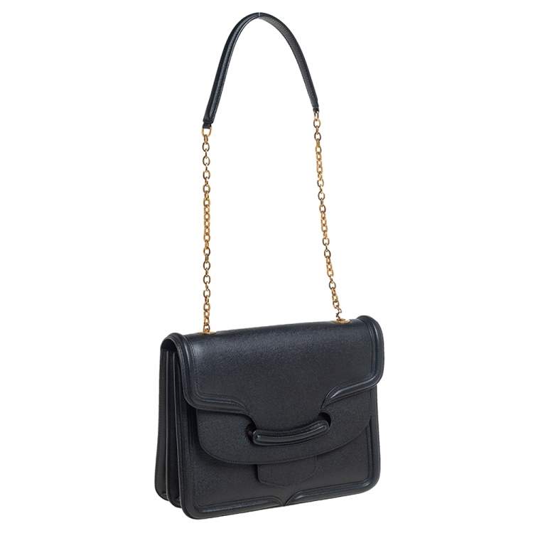 مملوكة مسبقًا Alexander McQueen Black Leather Heroine Chain Shoulder Bag