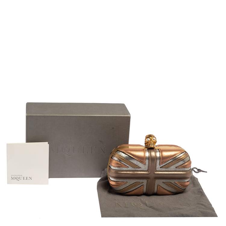 مملوكة مسبقًا Alexander McQueen Metallic Multicolor Leather Britannia Skull Box Clutch