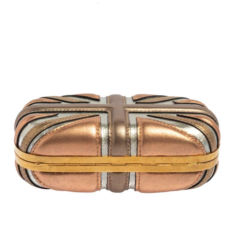 مملوكة مسبقًا Alexander McQueen Metallic Multicolor Leather Britannia Skull Box Clutch