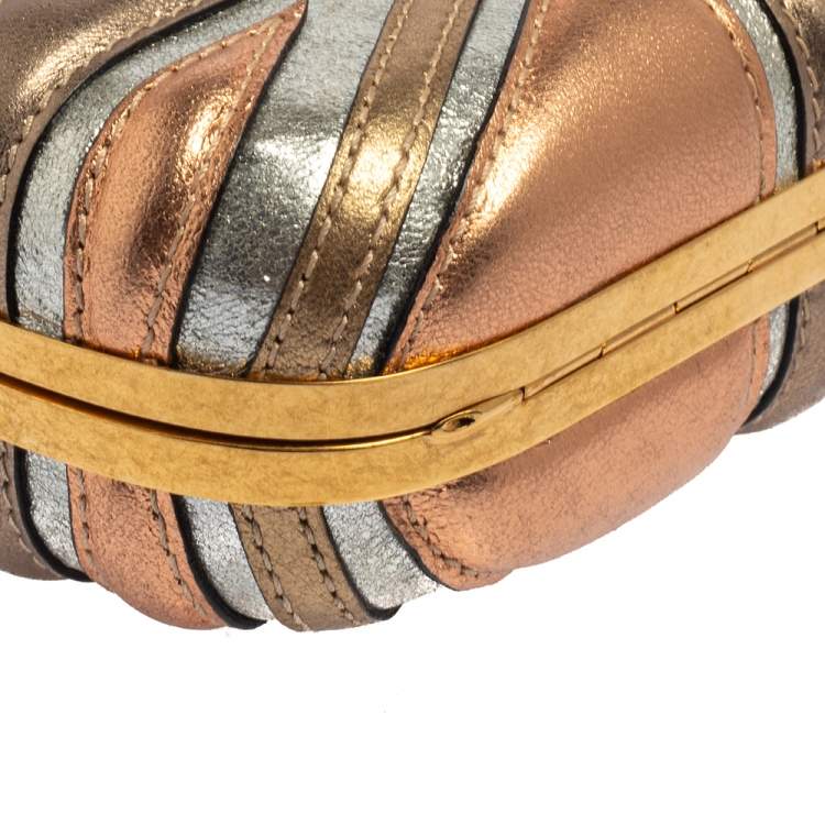 مملوكة مسبقًا Alexander McQueen Metallic Multicolor Leather Britannia Skull Box Clutch