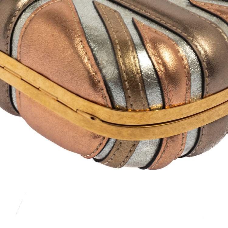 مملوكة مسبقًا Alexander McQueen Metallic Multicolor Leather Britannia Skull Box Clutch