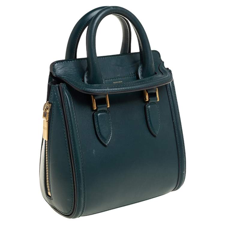 Pre Owned Alexander McQueen Green Leather Mini Heroine Bag
