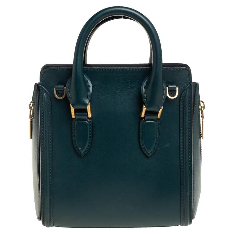 Pre Owned Alexander McQueen Green Leather Mini Heroine Bag