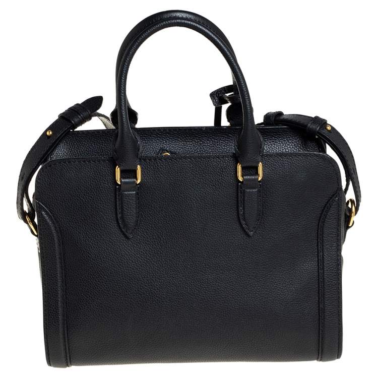 Pre Owned Alexander McQueen Black Leather Skull Padlock Satchel