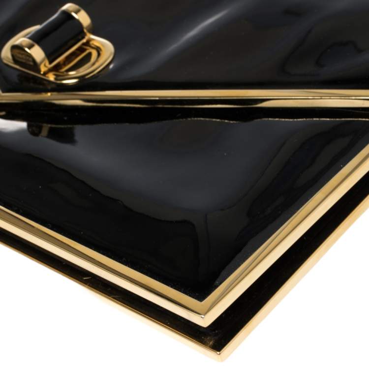 Pre Owned Alexander McQueen Black Patent Leather Envelope Clutch