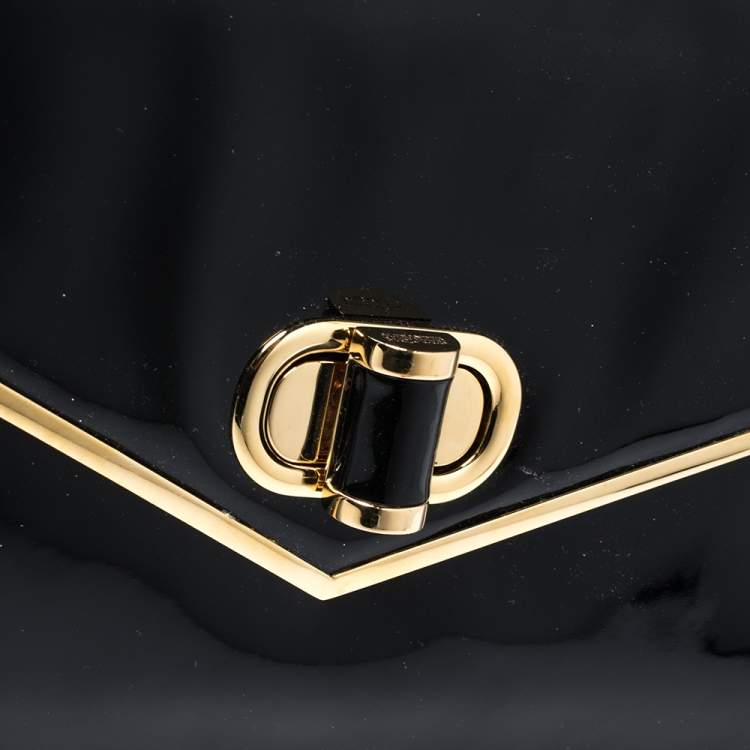 Pre Owned Alexander McQueen Black Patent Leather Envelope Clutch