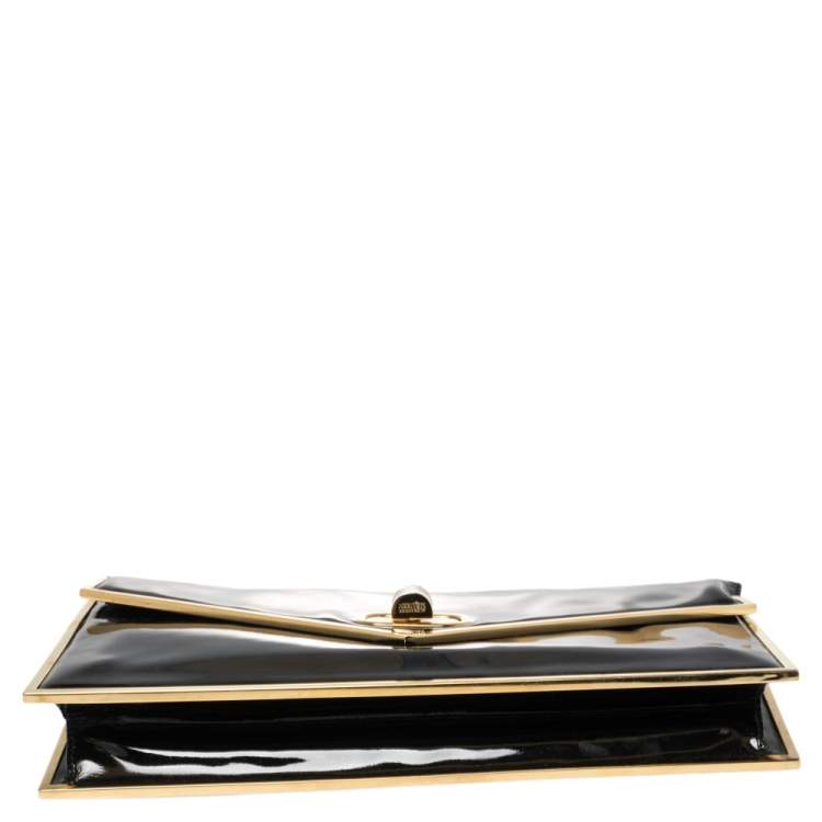 Pre Owned Alexander McQueen Black Patent Leather Envelope Clutch
