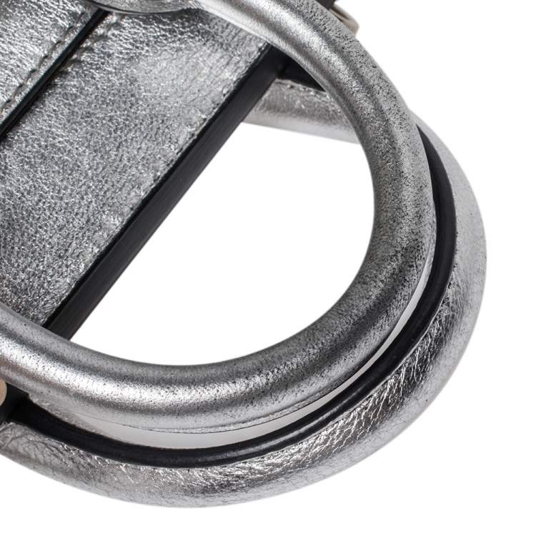 Pre Owned Alexander McQueen Metallic Silver Leather Mini Heroine Bag