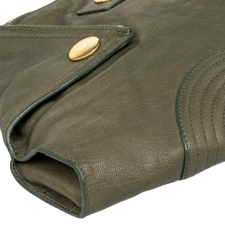 Pre Owned Alexander McQueen Green Leather De Manta Clutch