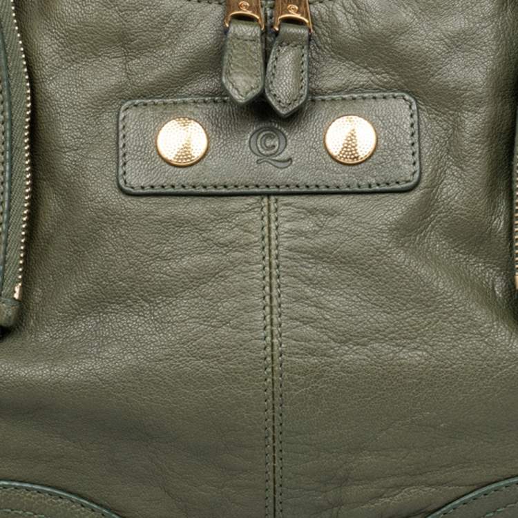 Pre Owned Alexander McQueen Green Leather De Manta Clutch