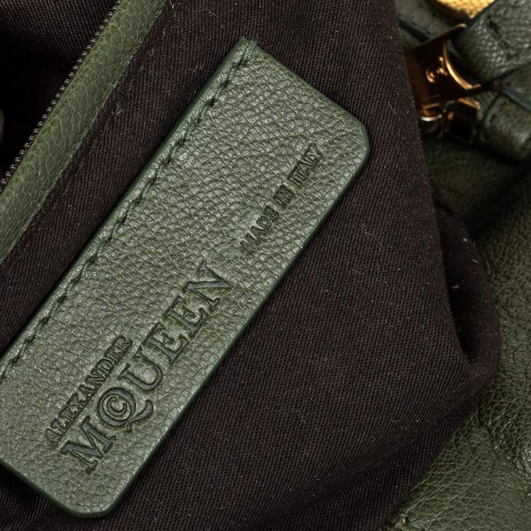Pre Owned Alexander McQueen Green Leather De Manta Clutch