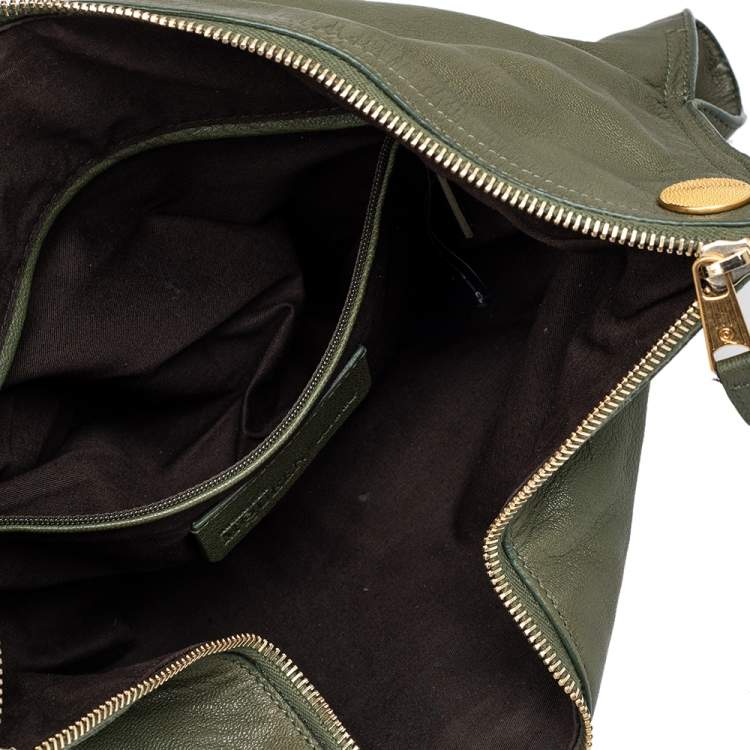Pre Owned Alexander McQueen Green Leather De Manta Clutch