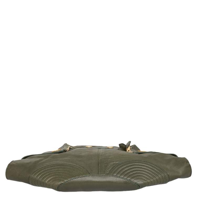 Pre Owned Alexander McQueen Green Leather De Manta Clutch