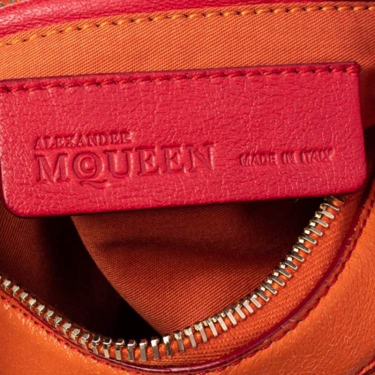 Pre Owned Alexander McQueen Orange/Red Leather Medium De Manta Clutch