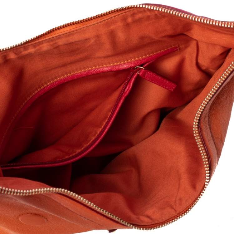 Pre Owned Alexander McQueen Orange/Red Leather Medium De Manta Clutch