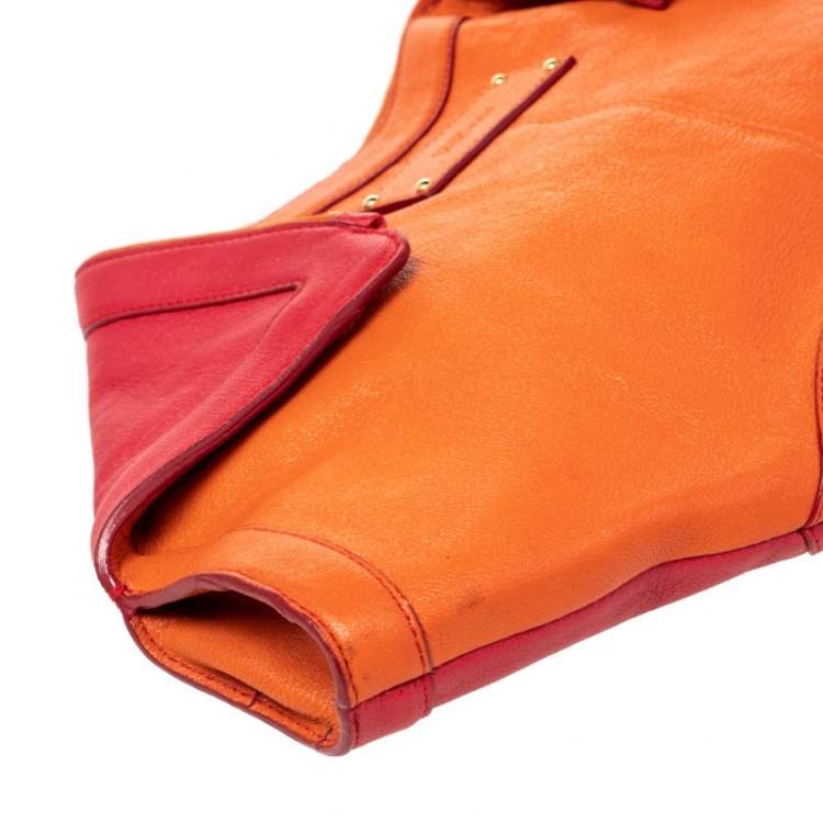 Pre Owned Alexander McQueen Orange/Red Leather Medium De Manta Clutch