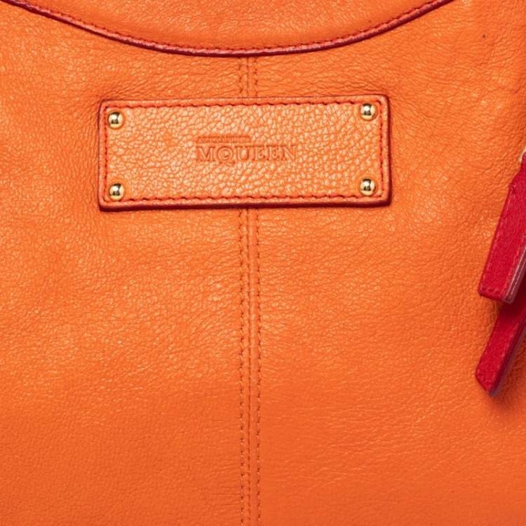 Pre Owned Alexander McQueen Orange/Red Leather Medium De Manta Clutch