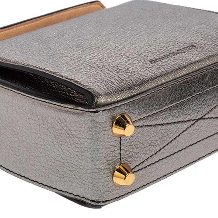 Pre Owned Alexander McQueen Metallic Leather Mini Box Crossbody Bag